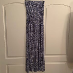 Blue and white maxi dress